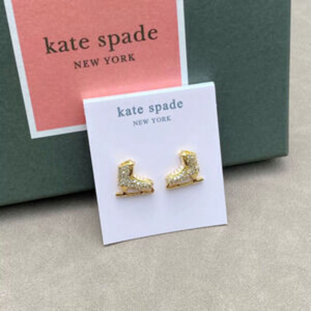 kate spade Ice Skate Earrings Zircon Micro Set Gold Plated Brass Pastoral